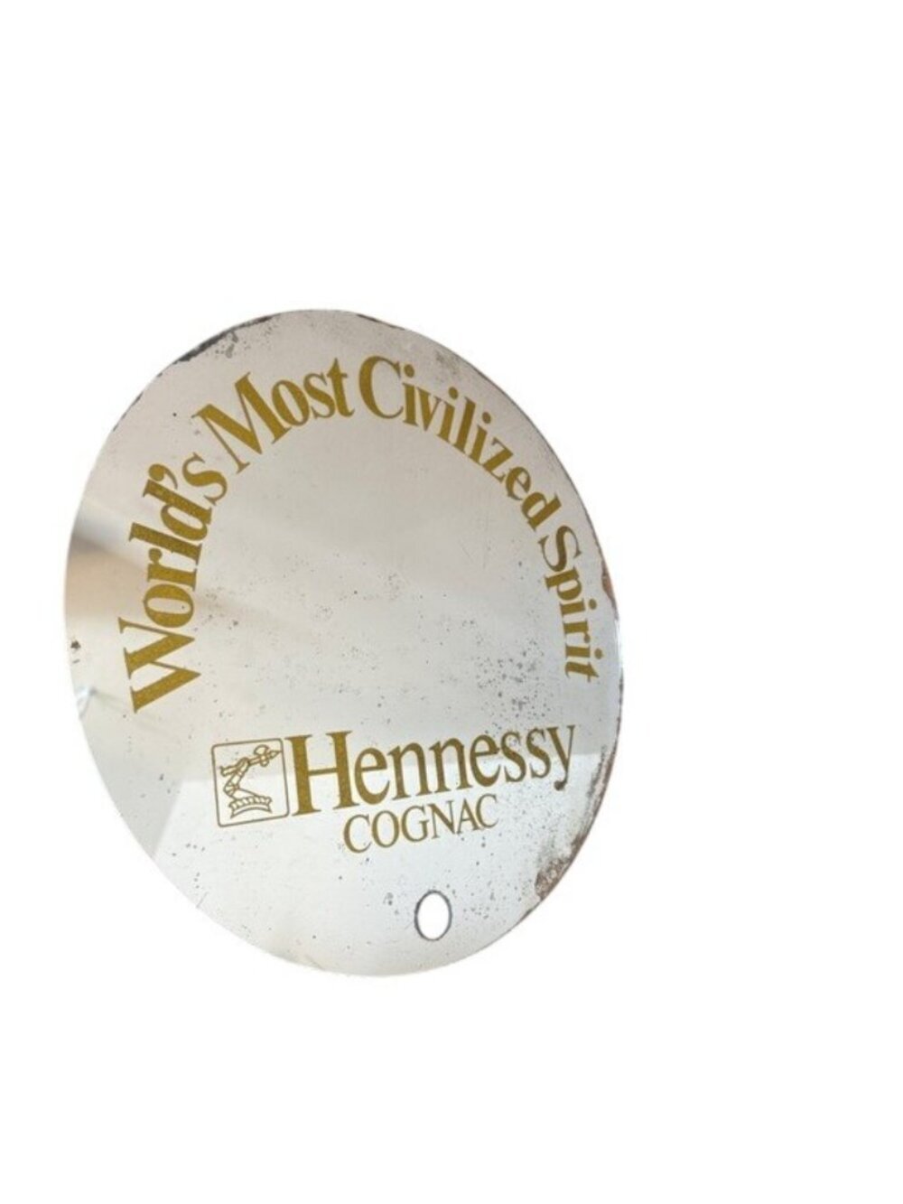 Hennessy Cognac Barrel End Mirror Sign Round Bar Decor Vintage 1990s